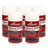 굿헬스 빌베리 25,000mg + 루테인 6mg 60캡슐 5통