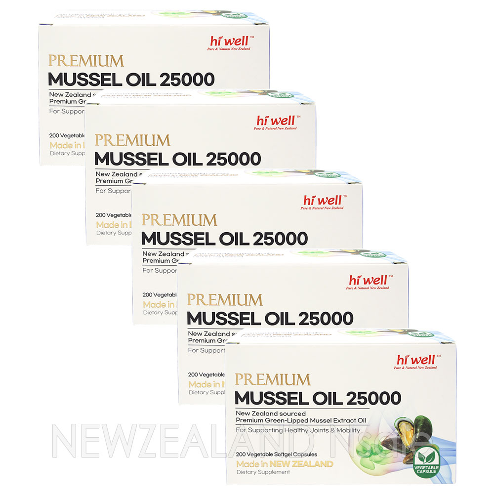 [20% 할인행사] 하이웰 프리미엄 초록입홍합 오일 25000mg 200베지캡슐 5통