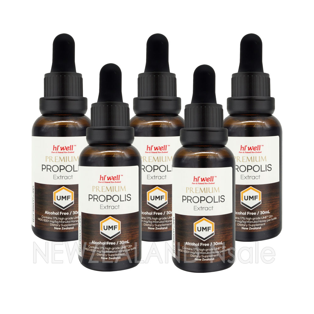 [20% 할인행사] 하이웰 프리미엄 프로폴리스 UMF 20+, MGO830+ 익스트랙트(무알콜) 30ml 5통