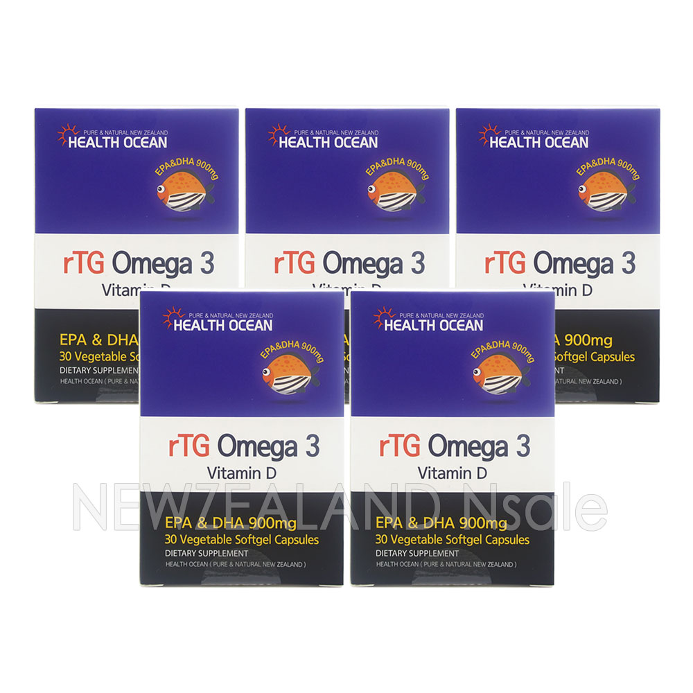 헬스오션 rTG 원어데이 오메가3 900mg 비타민D 30캡슐 5통