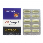 헬스오션 rTG 원어데이 오메가3 900mg 비타민D 30캡슐 1통
